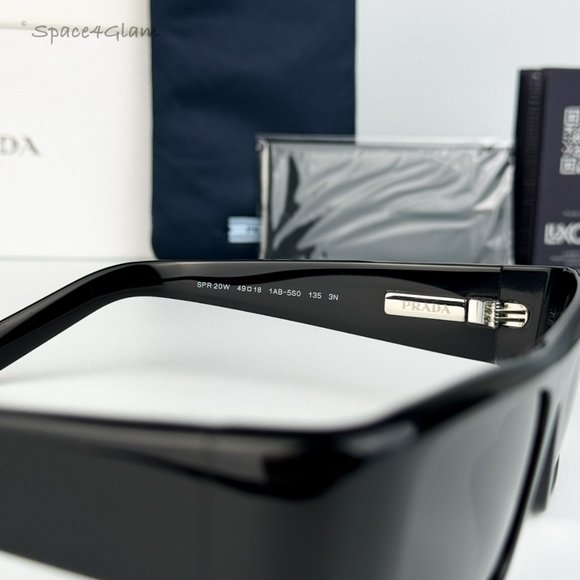 NEW Prada PR20WS 1AB5S0 Black Gray Rectangle Unisex Sunglasses - Picture 6 of 11